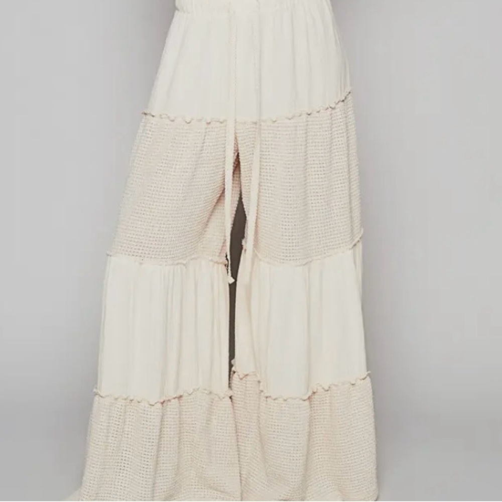 Raw Edge Double Gauze Wide Pants – Almond